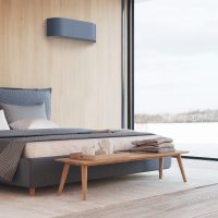 Chambre calme avec climatiseur bleu