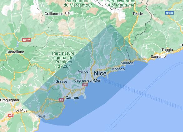 Carte avec zone d'intervention