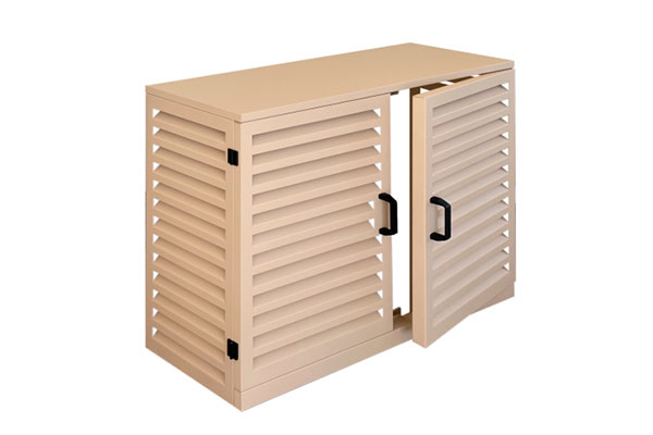Cache clim avec poignées entreouvert en aluminium